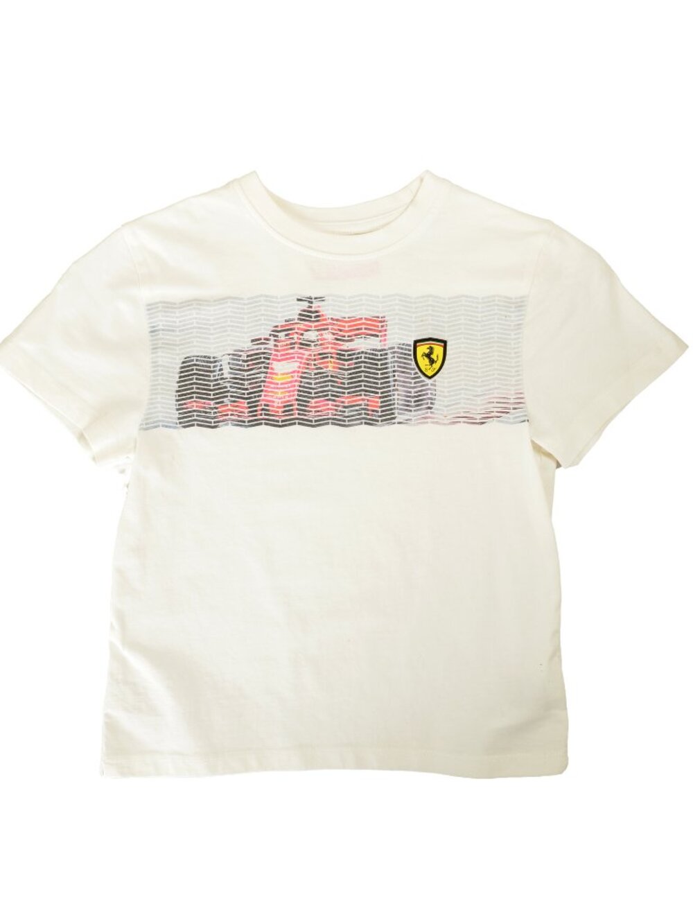 Scuderia Ferrari Boy White Graphic Print Short Sleeve T-Shirt Sz 5/6 Years